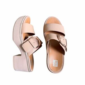 FitFlop Pilar Leather Platform Sandals Pink
